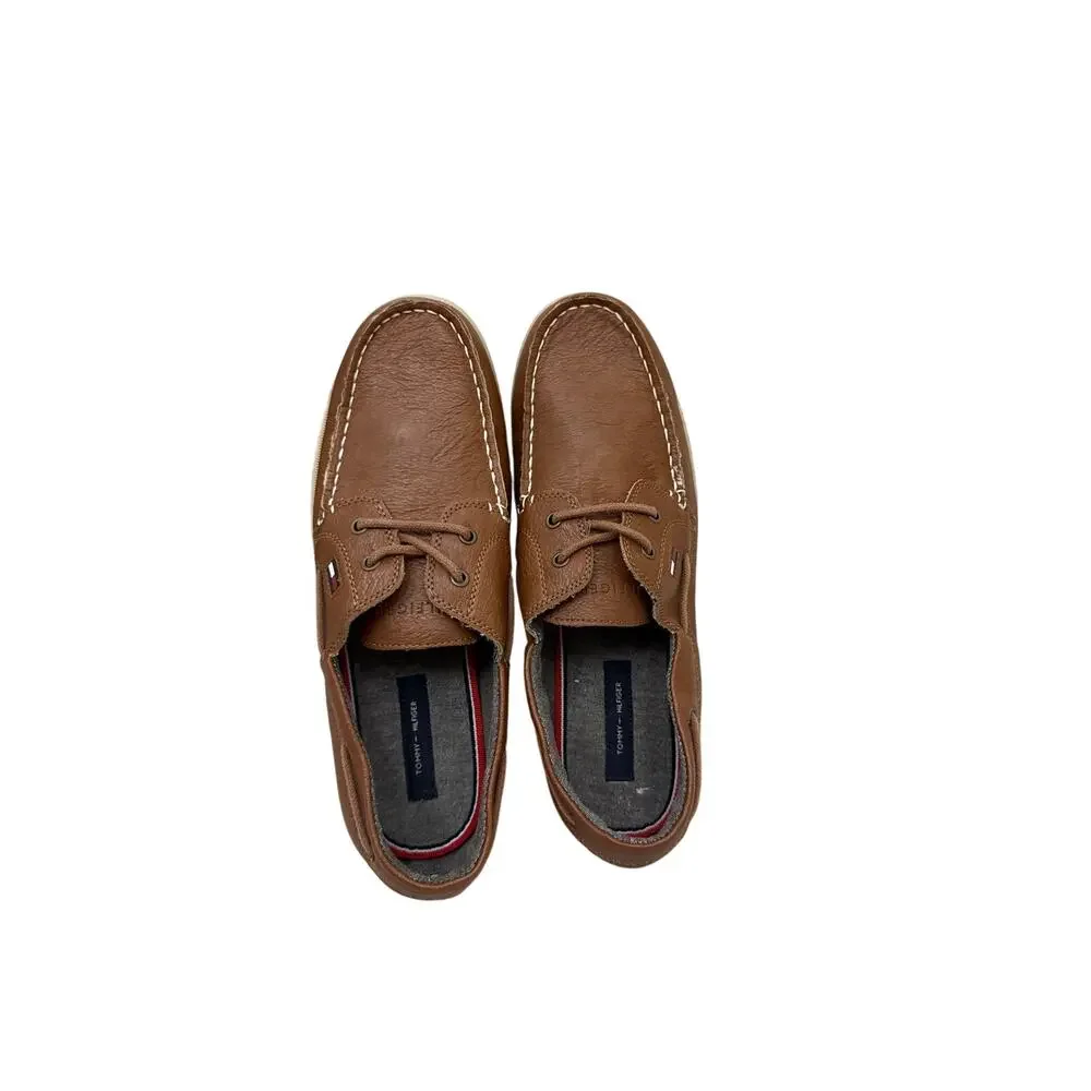Tommy Hilfiger Shoes Brown Leather Slip On Boat Loafers Size Men's 10.5